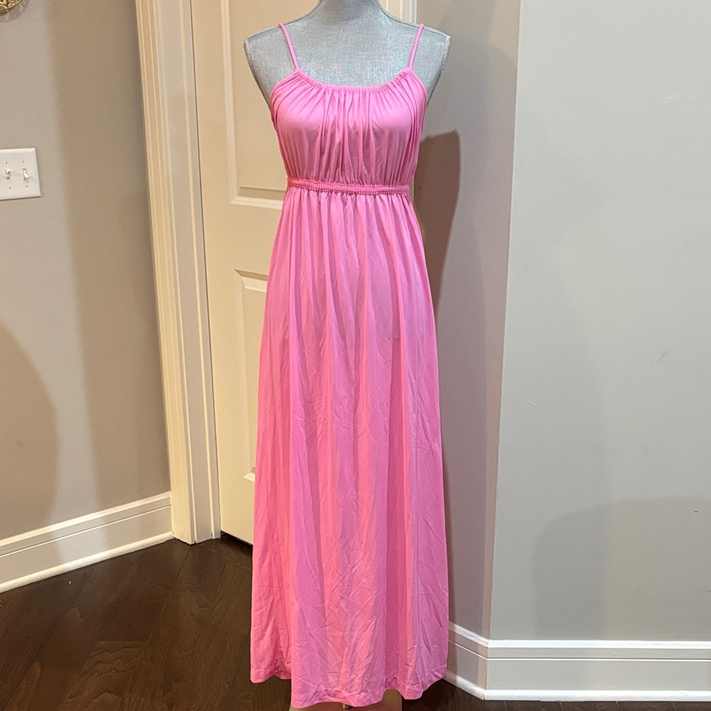 Vintage Gilead pink dress model 6939, Spaghetti Strap Maxi nightgown Dress